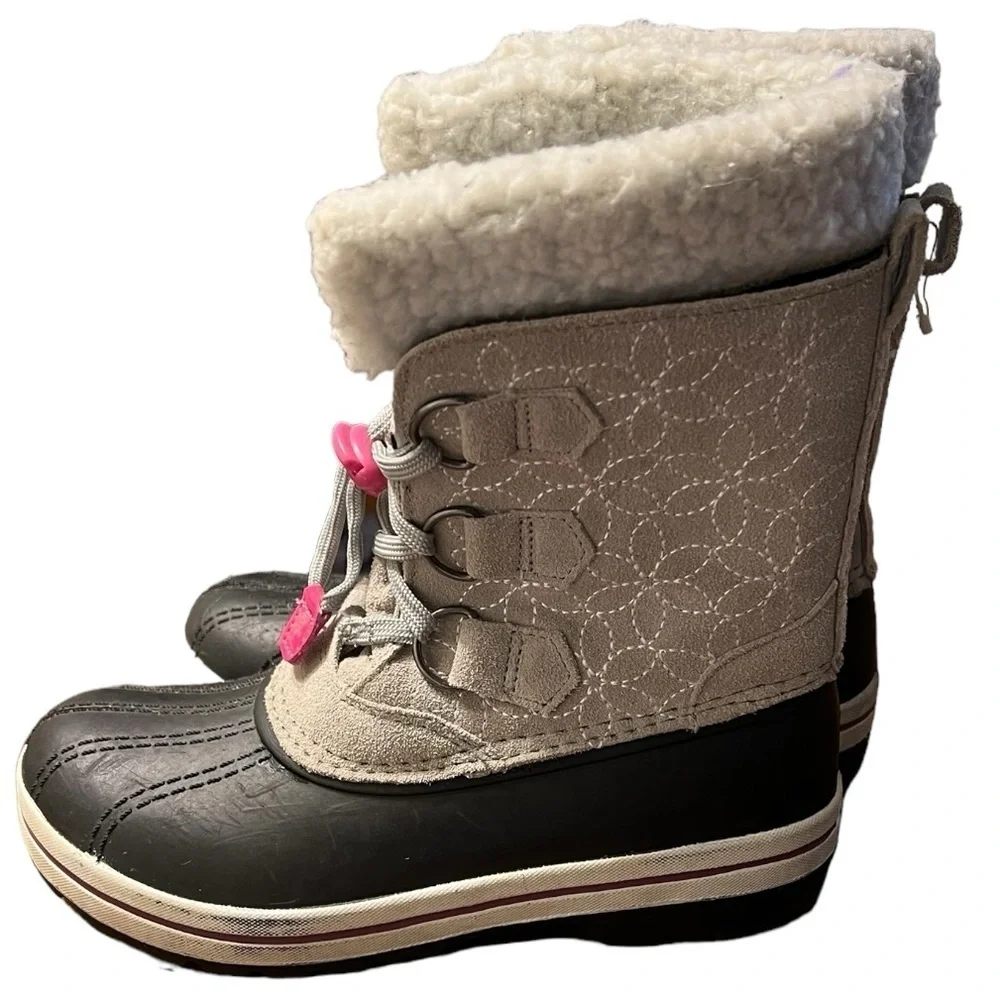 Magellan Girls Boots Size 3 Black Gray Outdoors 3M Thinsulate 157425 Suede